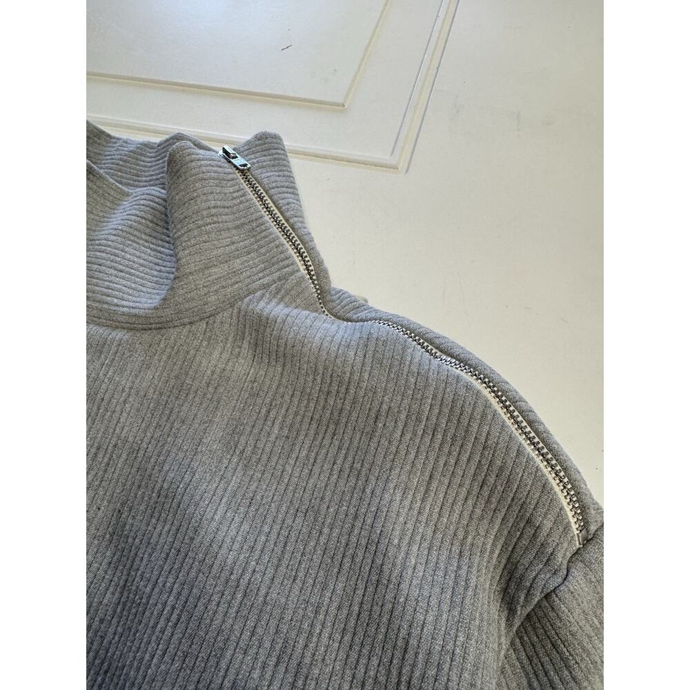 ZARA TRAFALUC COLLECTION GRAY & WHITE LAYERED TOP ZIPPER Mock NECK SMALL - Picture 3 of 7